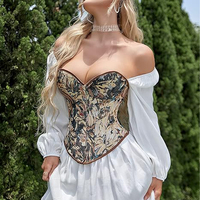 Corset amincissant à imprimé floral disponible, lingerie sculptante sexy pour femme, bustier vintage en jean, gaine amincissante