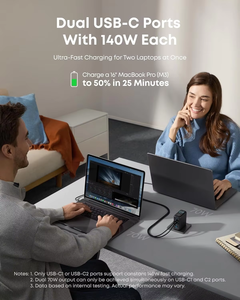 อะแดปเตอร์แปลงไฟ Anker 140W USB C 4 พอร์ต ชาร์จเร็วหลายอุปกรณ์ สำหรับโทรศัพท์  รุ่น B2697 140W GaN  อะแดปเตอร์ GaN แบบติดผนัง - Product Image 5