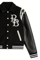Veste de baseball réversible RAD BLACK KIDS en laine/polyester coupe-vent, motif géométrique en relief, style hip-hop, vente en gros