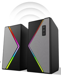 Taşınabilir 2.0 renkli RGB ışıkları masaüstü ses ses oyun bilgisayarı kablosuz ekipman ses kontrolü Stereo bas <span class=keywords><strong>PC</strong></span> hoparlörler - Product Image 2