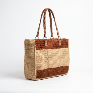 Bolso de mano bohemio de rafia con decoración de pompones, dos asas, ecológico, tamaño maxi, bolso informal para mujer, uso diario - Product Image 2
