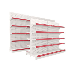 Estantes modernos para supermercados Sistema de estantería de góndola de metal duradero Unidades de exhibición antioxidantes para tienda minorista Tienda de comestibles en venta - Product Image 4