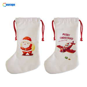 Tất Giáng Sinh Trơn Thăng Hoa Vải Lanh Polyester Loại Dây Rút - Product Image 2