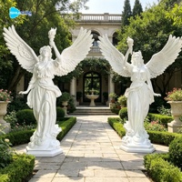 Prêt à être expédié et en promotion : Lampe torche ange personnalisable en fibre de verre blanche, sculpture lumineuse pour jardin de villa extérieur