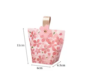 CSMD produsen Cina grosir permen bunga sakura kemasan bahan kertas kotak hadiah merah muda kosong untuk tamu pernikahan