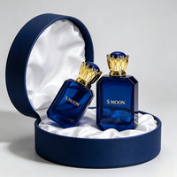 Nouveauté - Flacon de parfum carré plat en verre bleu 30ml 50ml 100ml avec vaporisateur et emballage cadeau