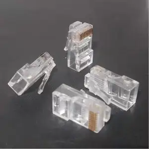 Grosir 8Pin Cat5e RJ45 Konektor Cat5e Colokan Modular Cat 5e Jaringan Kabel Ethernet RJ45 Steker Kristal Jack