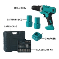 Perceuse sans fil 12V 18V 36V 600W de qualité industrielle, couple de 60 Nm, moteur à balais, mandrin à trois griffes, poignée pistolet, kit d'outils