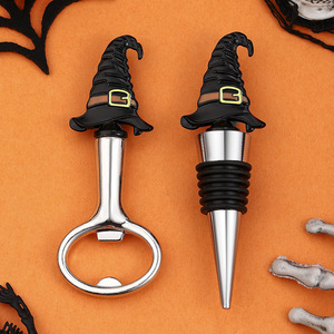 Lot de bouchons de bouteille et ouvre-bouteilles en forme de chapeau de sorcière d'Halloween – Accessoires de bar fantaisie, cadeau idéal pour les fêtes - Product Image 2