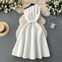 HANOU vente en gros de luxe robe bustier tridimensionnelle à bord pétale femme robe de soirée rétro élégante grande balançoire personnalisable
