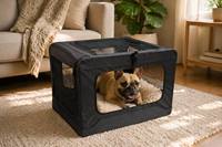 Cage pour chien portable, écologique, durable, souple, pliable, en tissu, avec fenêtres en maille, chenil de voyage pliable, fermeture éclair, pour l'extérieur