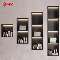Étagère encastrée murale avec éclairage LED pour salle de bain, taille personnalisée, acier inoxydable, niche murale de douche pour appartement, hôtel