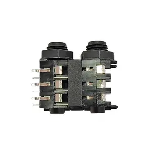 Professional Dongguan manufacturer thread female 1/4" 6.35mm phone jack dual port audio video 12 pin connector stereo socket