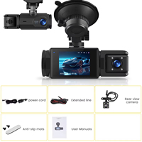 Caméra de tableau de bord sans fil WiFi Podofo 3 canaux (avant, intérieur, arrière) Full HD 1080P avec écran IPS 2 pouces, vision nocturne, détection de mouvement et enregistrement en boucle - Vente en gros