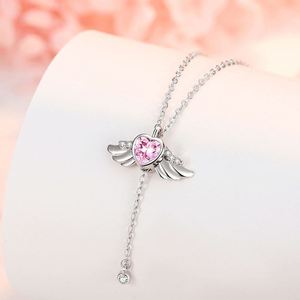 Collier Cœur Aile d'Ange en Argent Plaqué Rhodium avec Zircon, Vente en Gros Usine, Idéal pour Femme, Mariage, Cadeau Meilleure Amie - Product Image 3