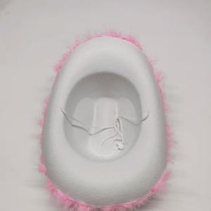 Sombrero de Vaquero Blanco con Adorno de Plumas Rosas, Diseño de Estrella con Lentejuelas, Ajustable, para Viajes, Despedidas de Soltera, Festivales, Actuaciones en Escenario - Product Image 6