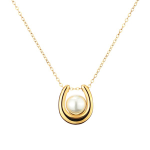 Stainless Steel Electroplated Gold Plated Men's Necklace | Horseshoe Design Classic Trendy Link <b>Chain</b> Gift - Product Image 1