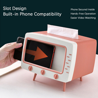 Boîte à mouchoirs multifonction en forme de téléviseur, organisateur de rangement de bureau avec support pour téléphone, organisateur de bureau pour la décoration de la maison et du bureau