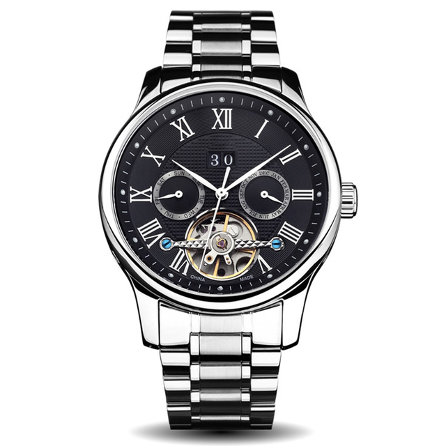 Factory Design & Custom Similar Flywheel Complete Calendar Mechanical Business Steel Batch Watches for Guest's Own Brand
