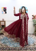 Anarkali Salwar Kameez Moderno Personalizado en Faux Georgette, Elegante Vestido Indio Pakistaní para Bodas y Fiestas de Verano e Invierno, de Secado Rápido, Color Antra
