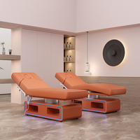Nuevo Diseño de Cama Facial Multifuncional para Salón de Belleza, Ajustable, Médica, con 3 Motores, Eléctrica, Mesa de Masaje con Lámpara