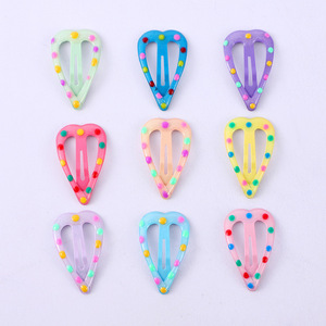 Little Heart Dot Hair <b>Clips</b> 6.5cm BB <b>Clip</b> For Children Daily Use Metal Material - Product Image 3