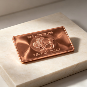 10 Ounce .999 Fine Copper Bullion <b>Bar</b> Embossed Buffalo Pattern Solid Copper <b>Raw</b> Ingot - Product Image 6