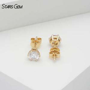 Boucles d'oreilles clous en or jaune et blanc Starsgem de luxe pour femmes, diamants de laboratoire de taille ronde brillante de 0,85 à 0,96 ct, 4,86 mm, E SI - Product Image 4