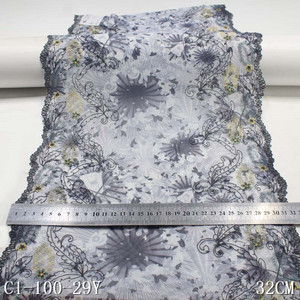 רצועת עור ידידותית סופר רך רקומים תחרה רקומים לקצץ 32 ס "מ בד תחרה מודפס בצבע אפור תחרה לנשים גרביים - Product Image 2