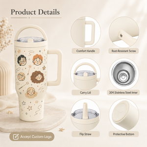 Personalized Cute Cartoon Stainless Steel Insulated Travel <b>Mug</b> with Leakproof Lid and <b>Large</b> Handle - Product Image 3