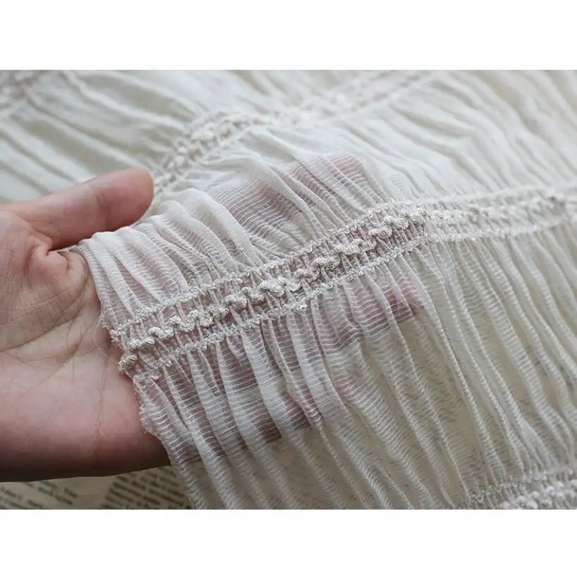 Вышитая шифоновая полосатая ткань, дышащая марлевая вышивка, модная женская кружевная ткань