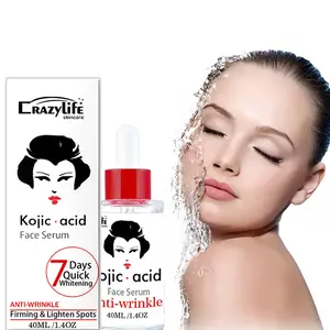 Crazylife Kojic Acid Face Serum 40ml Esencia hidratante antienvejecimiento Antiarrugas Reafirmante y aclara las manchas Suero para el cuidado de la piel