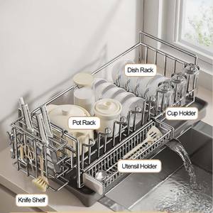 فوق حوض تجفيف الأطباق ، رف تخزين أحادي الطور من الفولاذ المقاوم للصدأ مع رف أطباق - Product Image 3