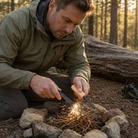 Kit de démarrage de feu Venture Tails avec tige de magnésium robuste de 10 mm et manche en bois pour le camping, la survie d'urgence, la randonnée, les voyages et le barbecue