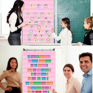 Tableau mural de classement de mots à 10 poches, grand tableau pour enseignant 43x28 pouces, en tissu polyester 420D, fournitures de lecture et de phonétique pour la salle de classe - Product Image 3