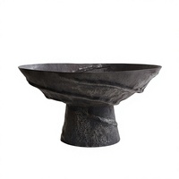 Bol noir contemporain minimaliste texturé, objet de vaisselle sculptural en fonte pour cuisine et salle à manger