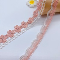Chaîne de clavicule semi-circulaire en dentelle rose, accessoires de broderie informatique DIY en dentelle soluble dans l'eau, vente en gros