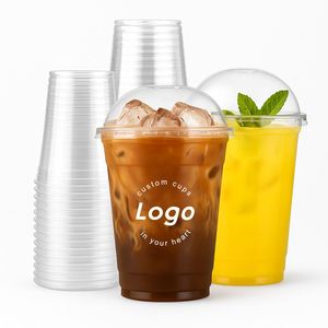 Custom Logo 95mm 98mm PET <b>Cups</b> 16oz Juice Cold <b>Drink</b> Bubble Tea <b>Plastic</b> Boba <b>Cups</b> Disposable Coffee <b>Cups</b> with Lids - Product Image 1