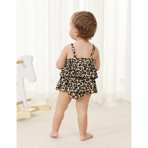 Body de Tirantes para Bebé Niña BambooBud, Estampado de Leopardo, con Volantes, sin Mangas, Traje de Verano de una Pieza para Bebés y Niñas Pequeñas - Product Image 4