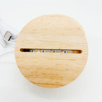 Base de lampe en acrylique en bois 3D Veilleuse LED blanc chaud avec alimentation enfichable ronde de taille moyenne pour un usage domestique