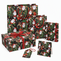 Ensemble cadeau de Noël personnalisé, sac en papier artistique, boîte, carnet, carte de vœux, étiquette pour cadeaux d'entreprise, vente en gros