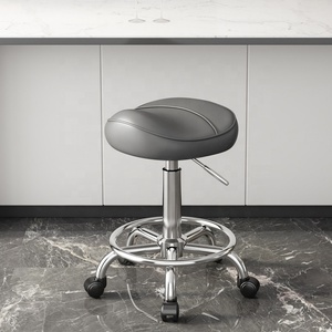 Round Rolling <b>Stool</b> Chair PU Leather Height Adjustable Swivel Drafting Work SPA Shop Salon <b>Stools</b> - Product Image 5
