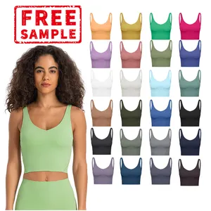 Free Sample Custom Logo Sport Wear Strappy Yoga Bra Women's Breathable Workout Crop Top Fitness Sports GYM Bra For Women