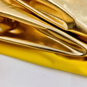 Tissu Textile PU élastique de luxe brillant doré de 0.4MM pour doublure de vêtement, artisanat, sac à main, meubles - Product Image 1
