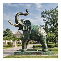 Décoration d'extérieur Happy Jumping Elephant Animal Sculpture Copper Large Brass Elephant Statue