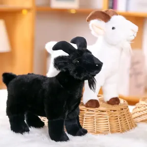 Simpatico Peluche di Pecora con Corna 18/30cm, Giocattolo Morbido in Cotone PP per Bambini e Adulti - Product Image 2