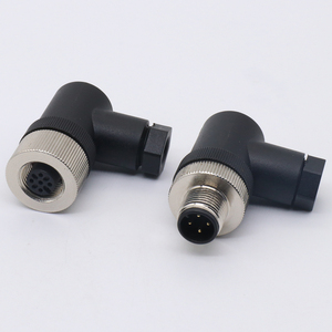 Conector Circular de Montagem em Cabo de Alimentação Macho-Fêmea de Ângulo Reto, à Prova d'Água IP67, M12 Codificado A, 4/5/<span class=keywords><strong>8</strong></span> Pinos, Nylon, Sem Solda - Product Image 1