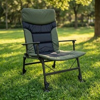 Chaise de camping et de pêche pliable avec coussin rembourré, pieds télescopiques et inclinaison multi-positions