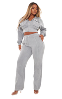 KY Baggy Wholesale Sudadera con capucha corta tipo cargo con efecto lavado y Pantalones de chándal holgados