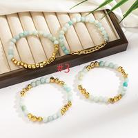 2025 Bracelet en perles de pierre naturelle en acier inoxydable 18k Bracelet d'ensemble de galvanoplastie sous vide